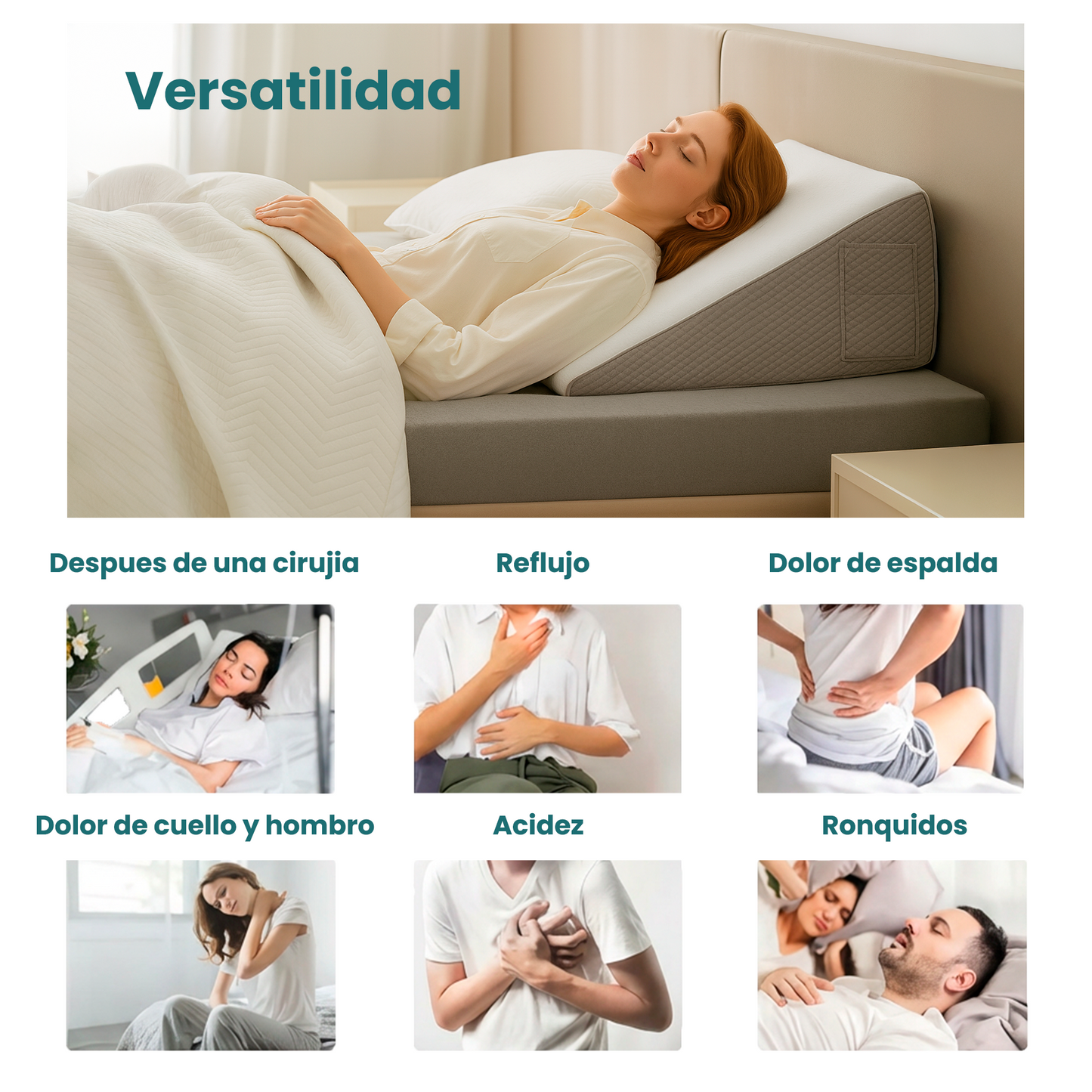 Almohada Triángulo Inclinada Antirreflujo Apnea Y Dolor Espalda