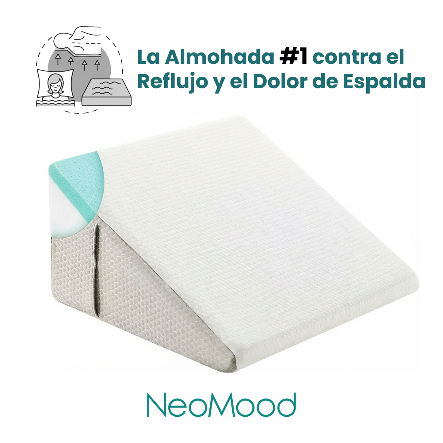 Almohada Triángulo Inclinada Antirreflujo Apnea Y Dolor Espalda