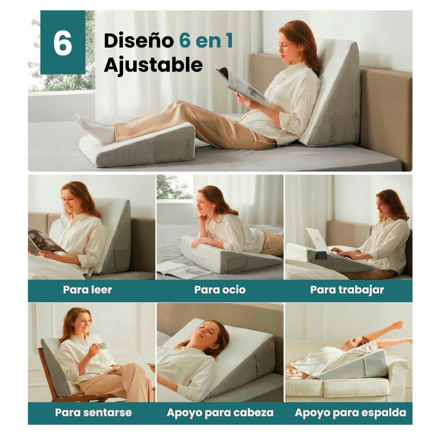Almohada Triángulo Inclinada Antirreflujo Apnea Y Dolor Espalda